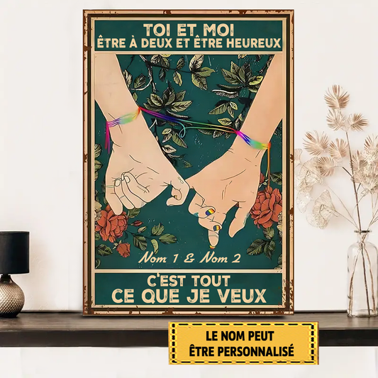 Toi Et Moi, Être À Deux Et Être Heureux Enseigne En Métal