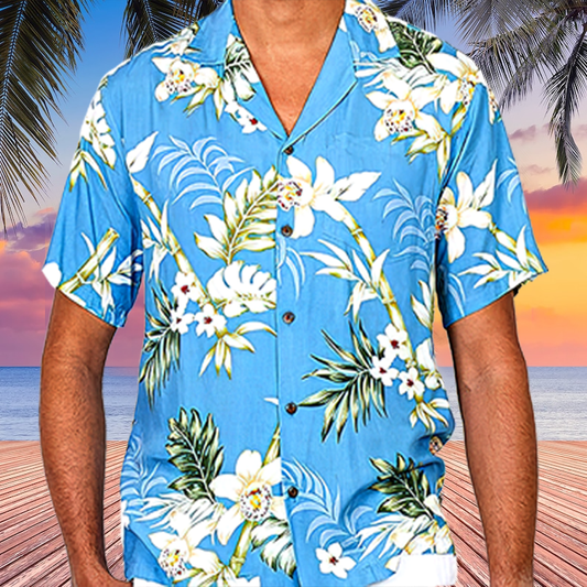 Chemises Hawaïennes Aloha pour Hommes, Chemise Aloha Super Douce en Bambou et Orchidée