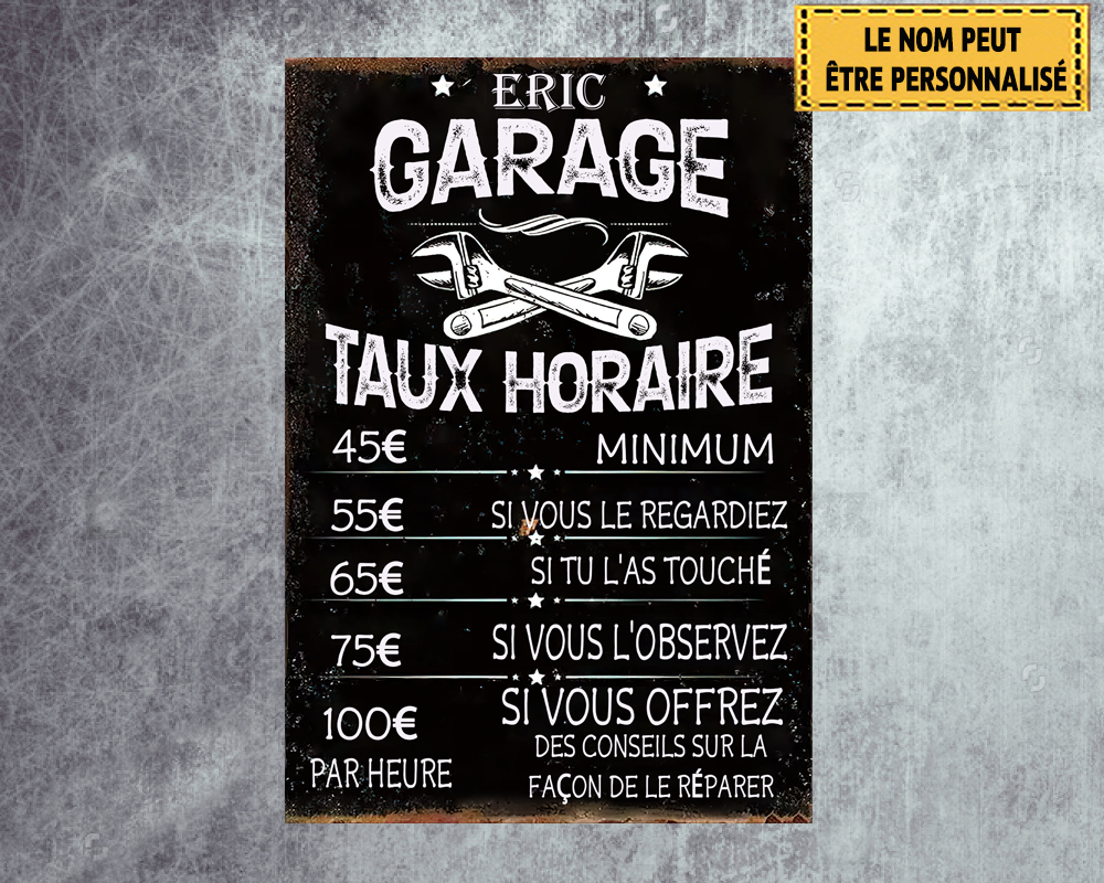 Panneau Métallique Garage Taux Horaire