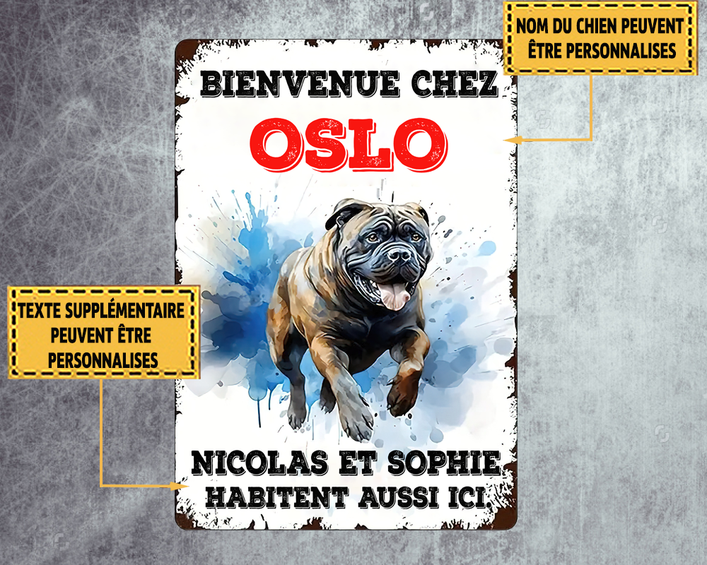 Bienvenue Chez Cane Corso Enseigne En Métal