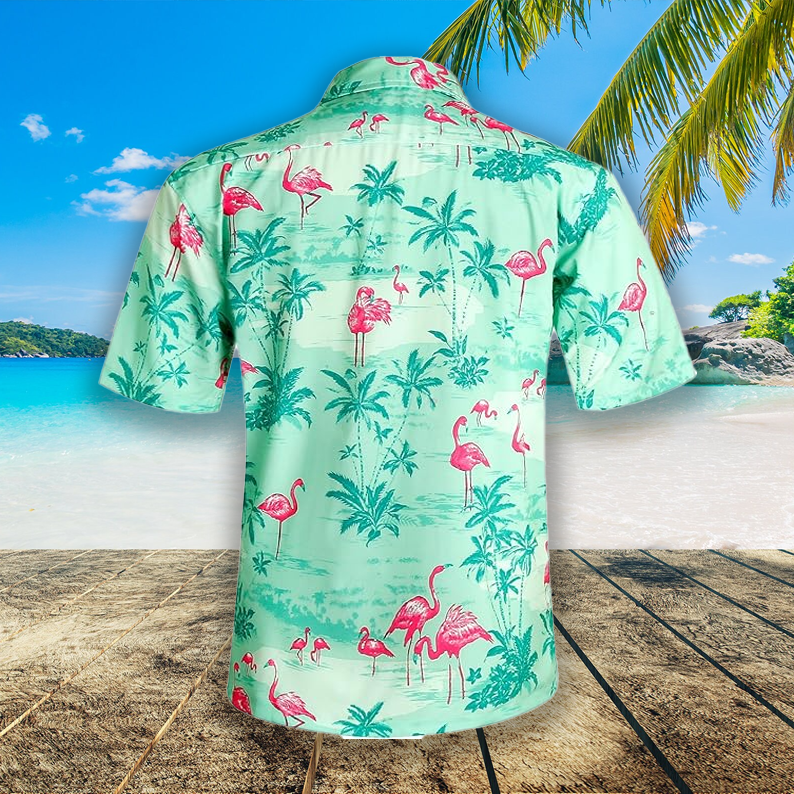 Men's Hawaiian Beach Holiday Shirts with Flamingo Pattern