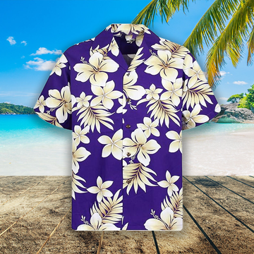 Men's Purple Tropical Floral Cotton Hawaiian Shirt