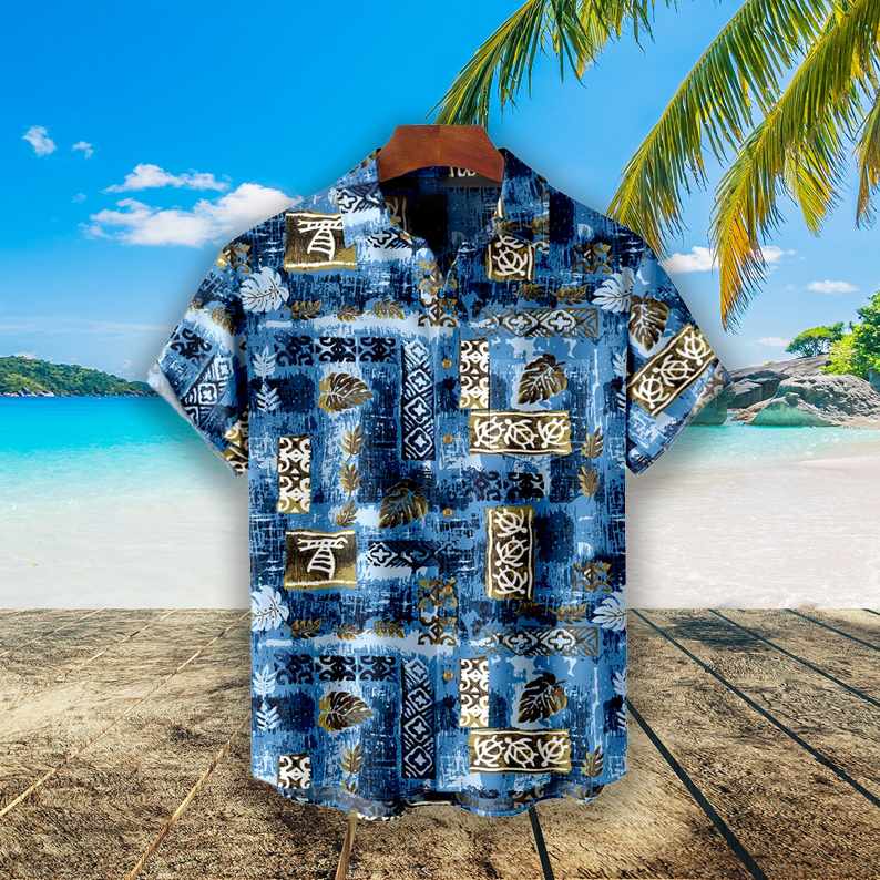 Chemise hawaïenne de plage pour homme à imprimé végétal
