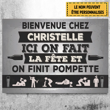 Ici On Fait La Fête Enseigne Murale En Métal