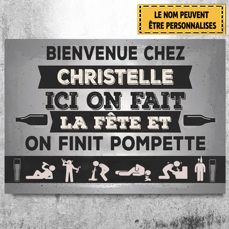 Ici On Fait La Fête Enseigne Murale En Métal