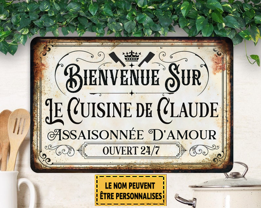 Le Cuisine Assaisonnée D'amour Enseigne Métallique Classique