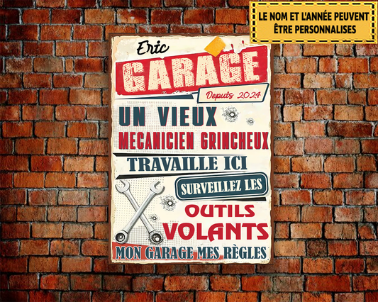 Garage Un Vieux Mécanicien Grincheux Travaille Ici 5 Enseigne En Métal