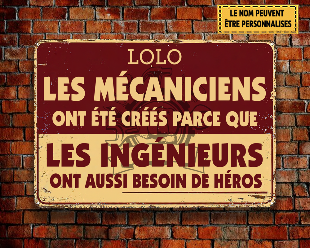 Mechanics Were Created Garage Metal Sign