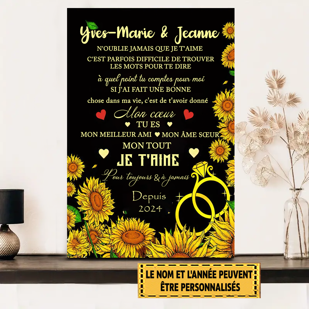 N'oublie Jamais Que Je T'aime 3 Panneaux Muraux En Métal