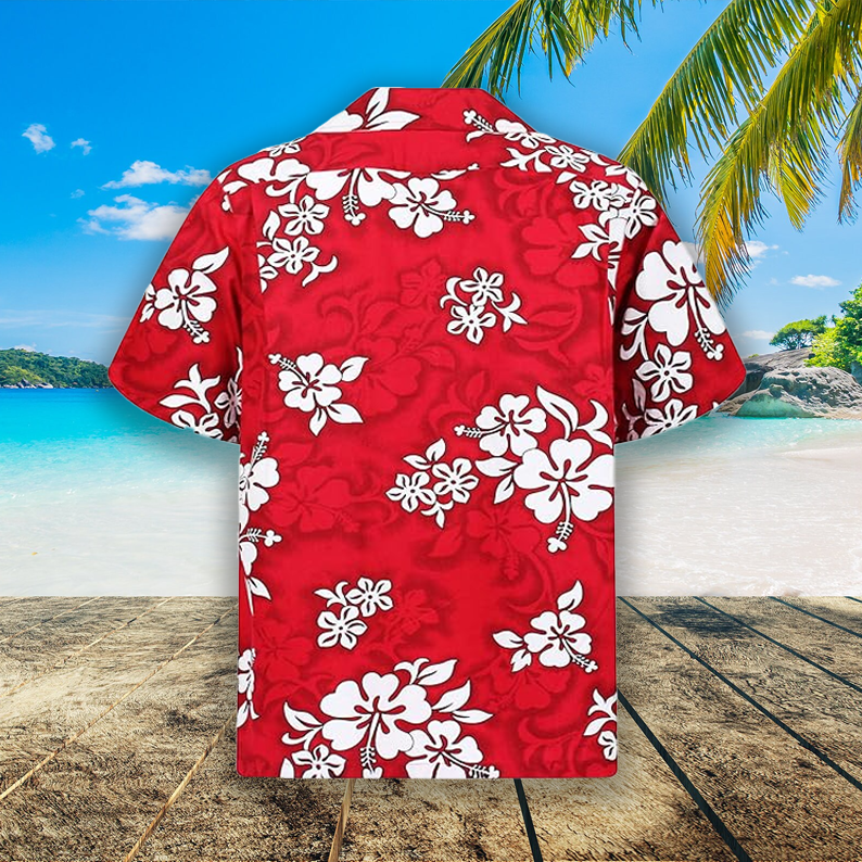 Chemise Aloha Hawaïenne Homme Fleur d'Hibiscus Tropicale Couleur Rouge