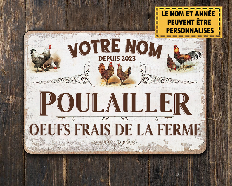 Poulailler Oeufs Frais De La Ferme Enseigne Métallique Classique