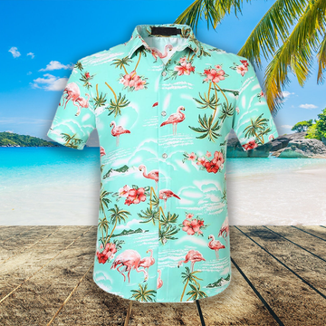 Hawaiian Aloha Shirt for Men with Flamingos