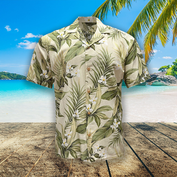 Chemise hawaïenne blanche gingembre kaki de Paradise