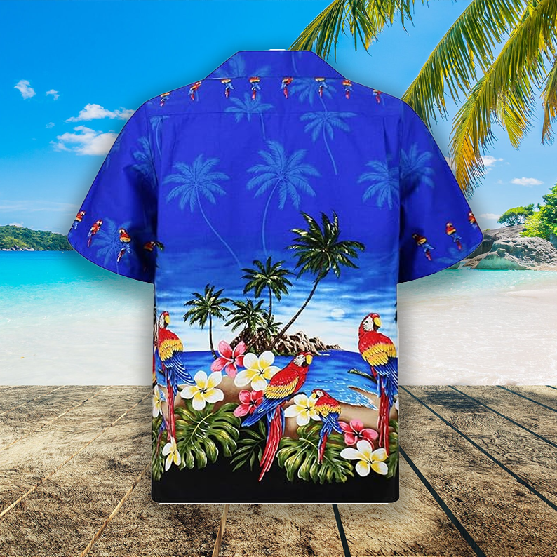 Chemise Hawaiienne à Motif Floral avec Perroquet de Pacific Legend