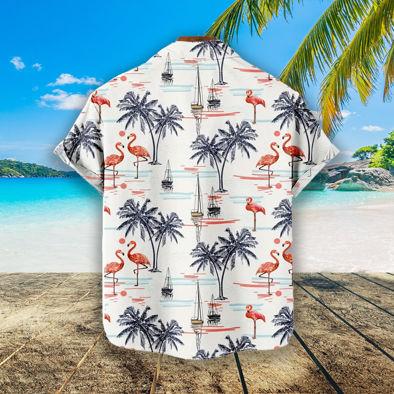 Hawaiianisches Sommerhemd mit Aufdruck „Flammant et Cocotier“ für Männer