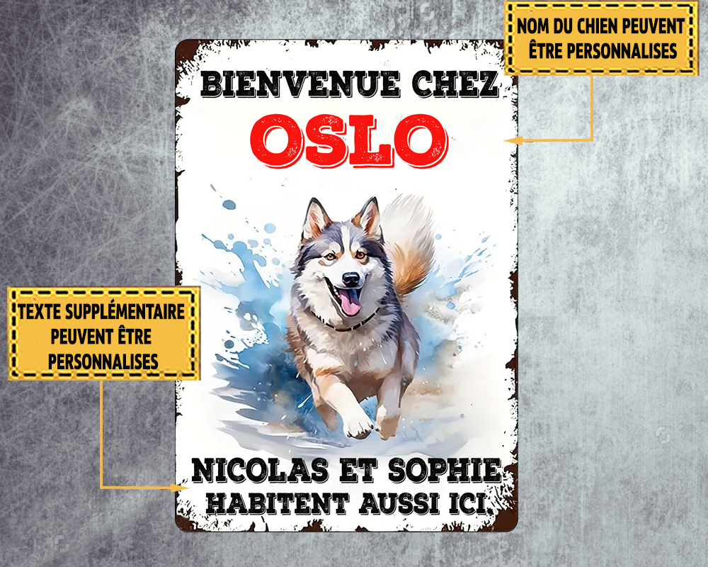 Bienvenue Chez Husky Enseigne En Métal