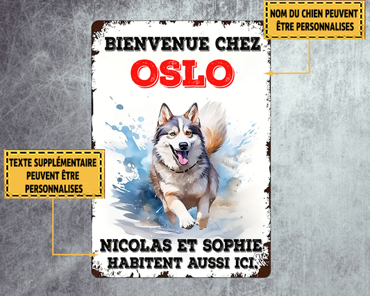 Bienvenue Chez Husky Enseigne En Métal