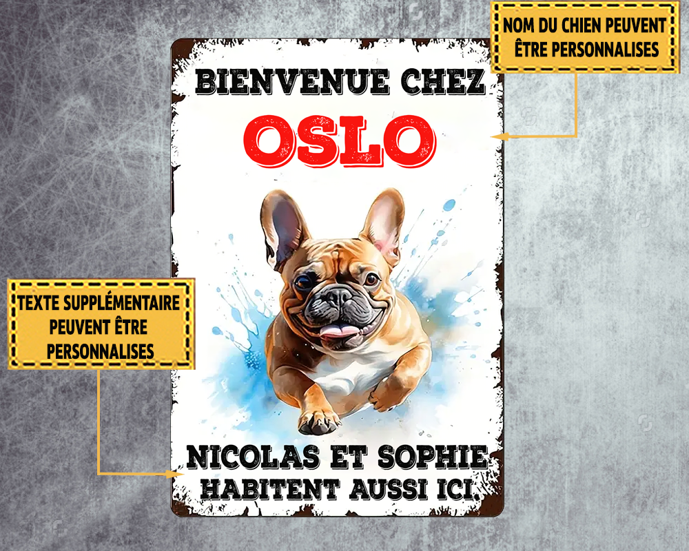 Welcome to French Bulldog Metal Sign