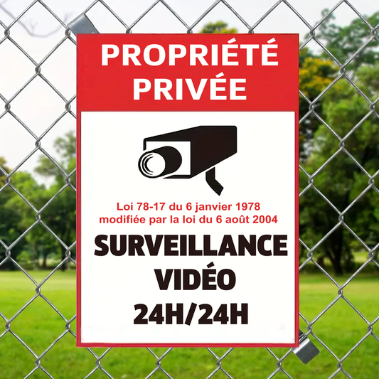 Propriété Privée Surveillance Vidéo 24h/24h Enseigne En Métal