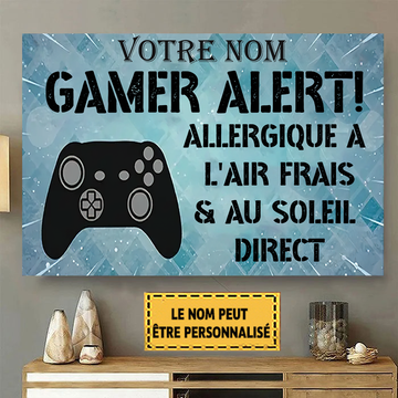 Alerte Gamer ! Allergique À L'air Frais & Au Soleil Direct Enseigne En Métal