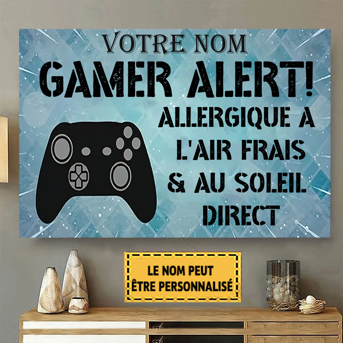 Alerte Gamer ! Allergique À L'air Frais & Au Soleil Direct Enseigne En Métal