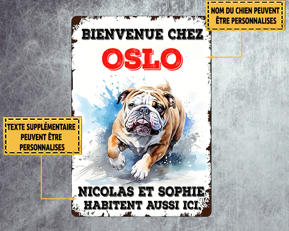 Welcome To English Bulldog Metal Sign