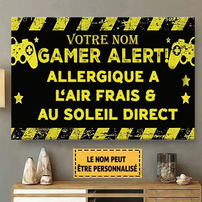 Gamer Alert! Allergique A L'air Frais & Au Soleil Direct 2 Enseigne En Métal