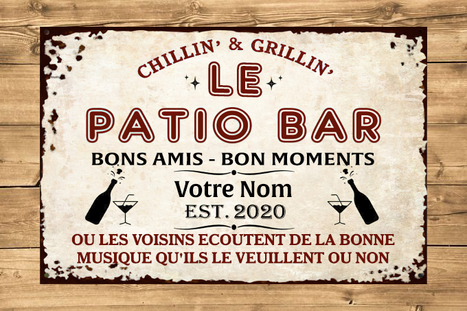 Le Patio Bar Bons Amis Bons Moments Enseigne Murale Métallique Vintage