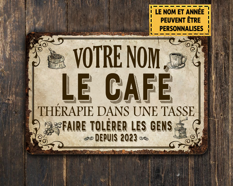 Le Café Thérapie Dans Une Tasse Enseigne Métallique Classique