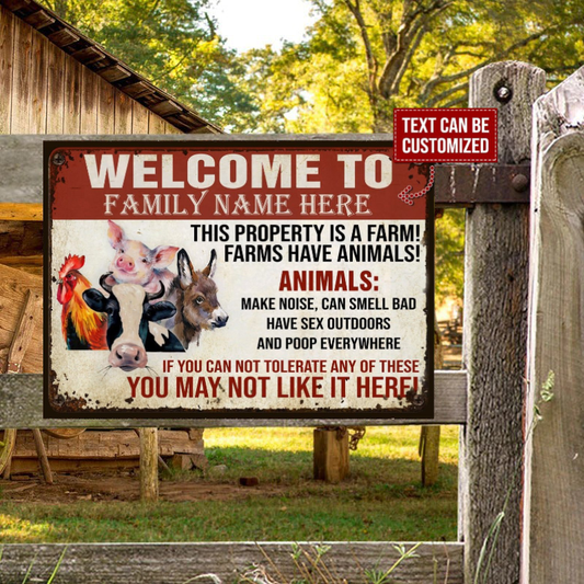 Personalized Farms Have Animals, Animals Make Noise Customized Classic Metal Signs