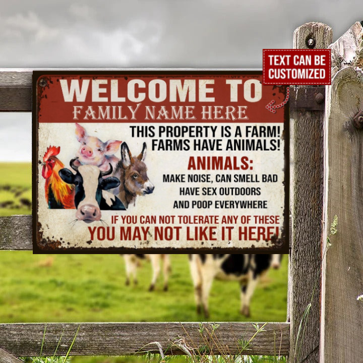 Personalized Farms Have Animals, Animals Make Noise Customized Classic Metal Signs