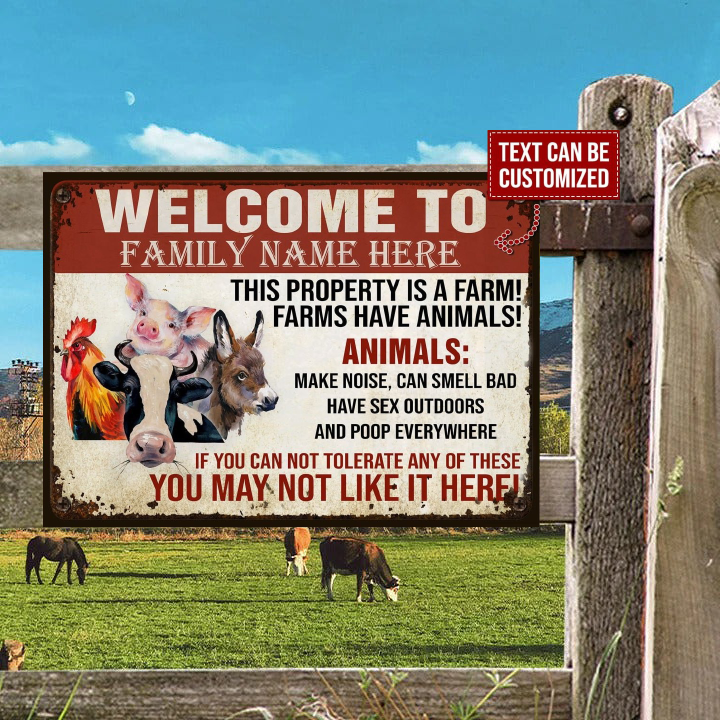 Personalized Farms Have Animals, Animals Make Noise Customized Classic Metal Signs