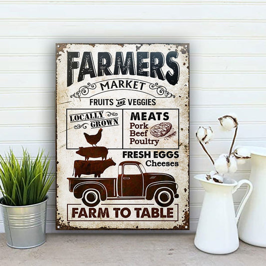 Farm Farmers Market Farm To Table Customized Classic Metal Signs