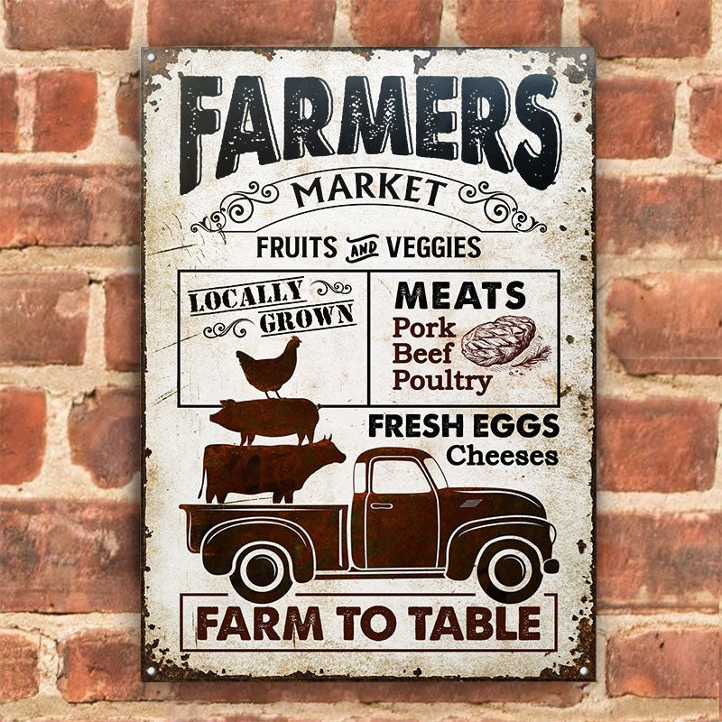 Farm Farmers Market Farm To Table Customized Classic Metal Signs