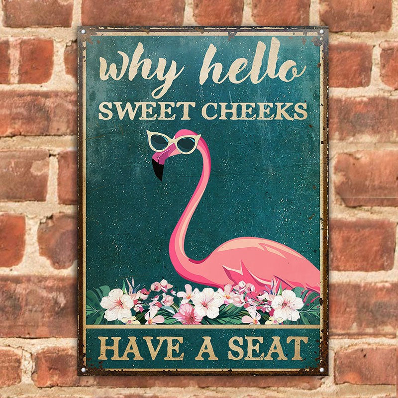 Flamingo Why Hello Customized Classic Metal Signs