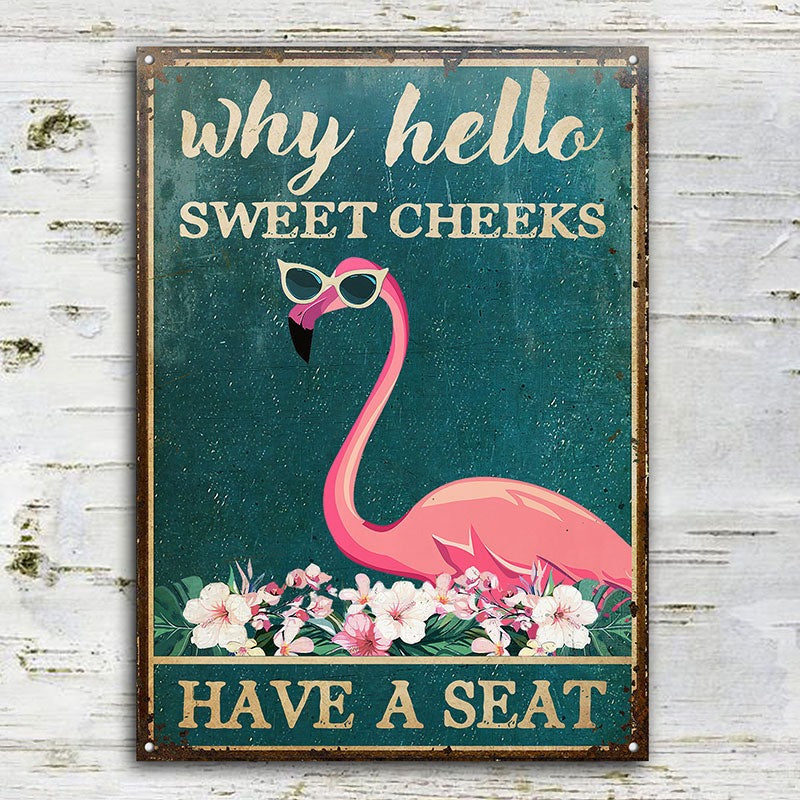 Flamingo Why Hello Customized Classic Metal Signs