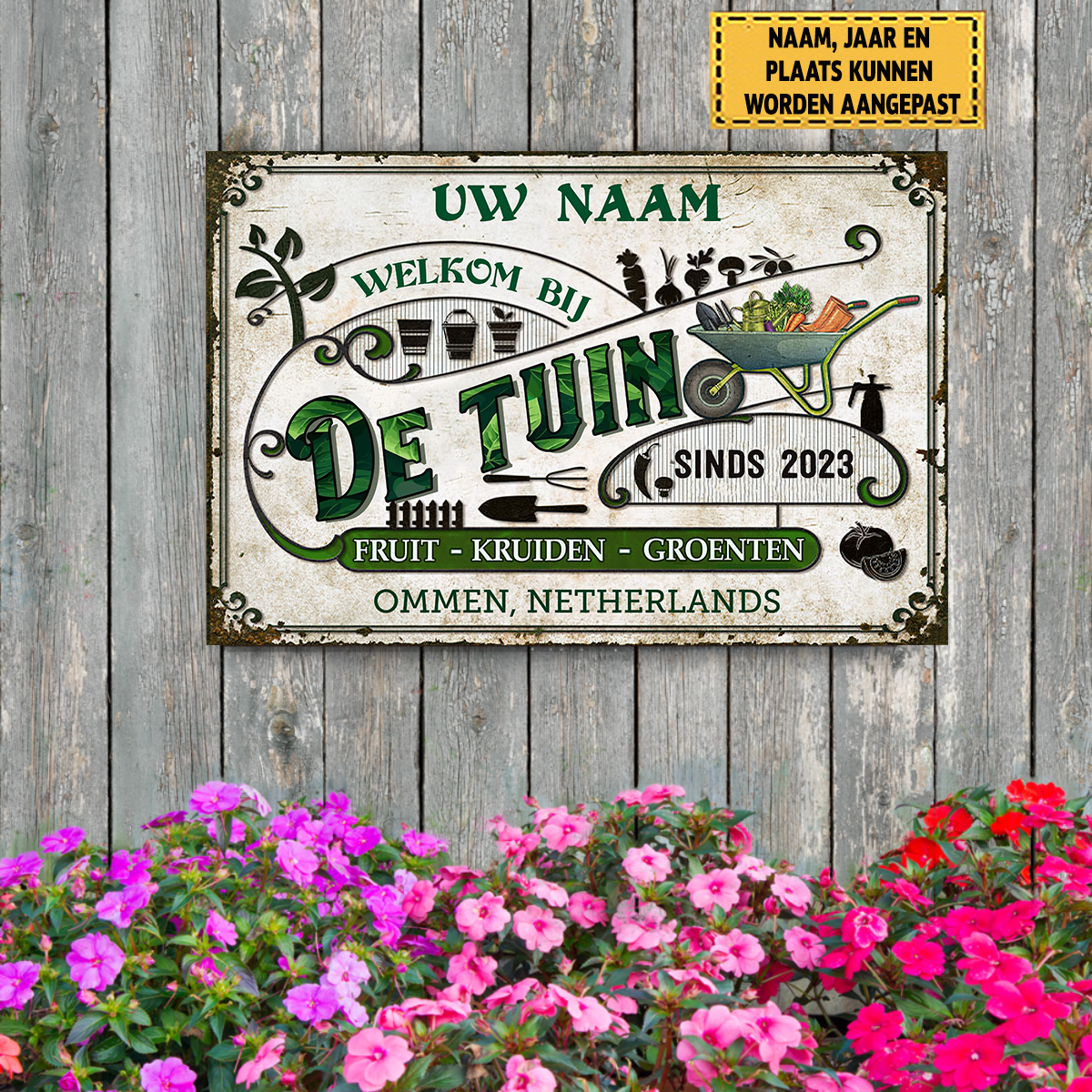 Welkom Bij De Tuin Fruit Kruiden Groenten - klassiek metalen bord