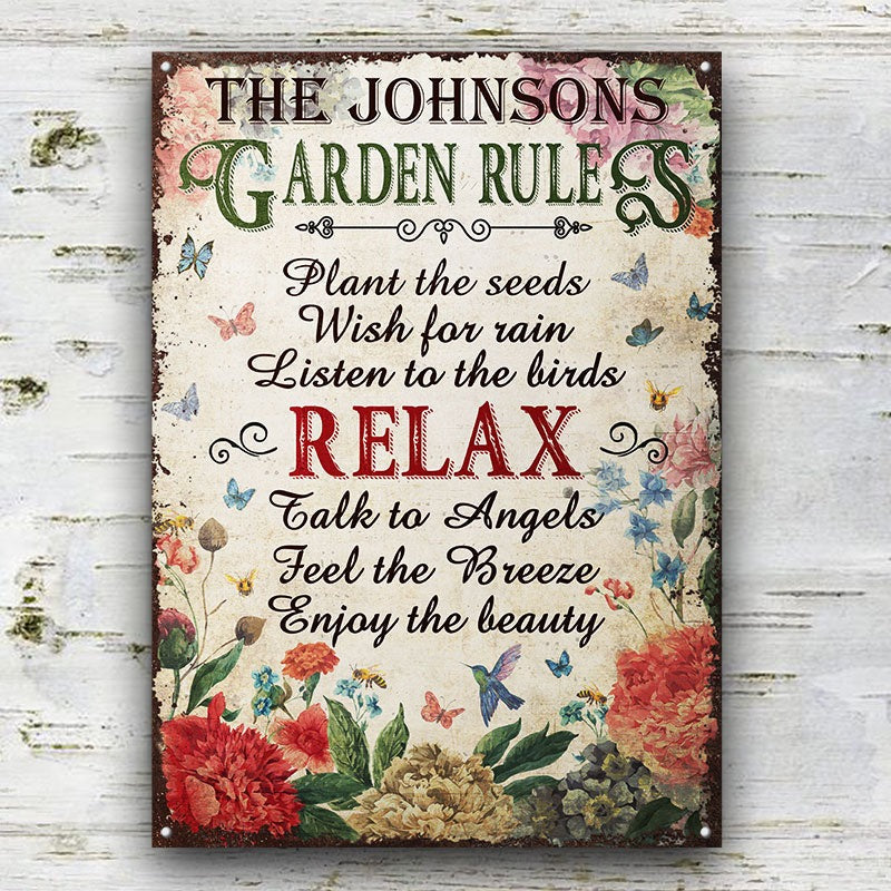Plantsrules Sign Garden Rules Plant The Seeds - Personalized Custom Classic Metal Signs ...