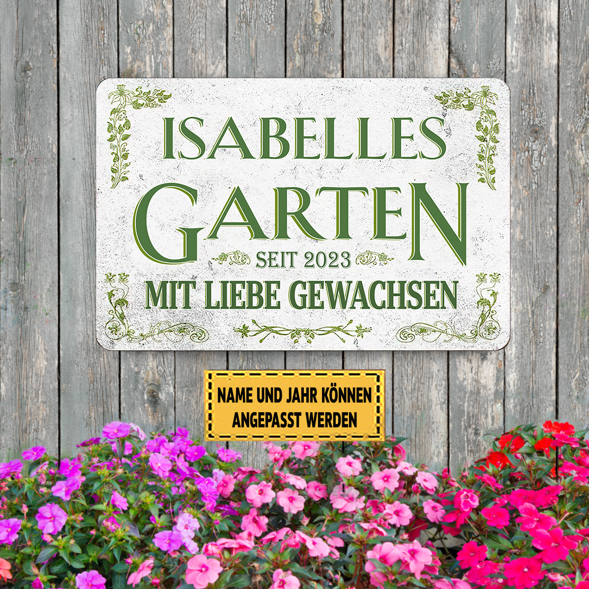 Garten mit Liebe Gewachsen 2 klassische Metallschild