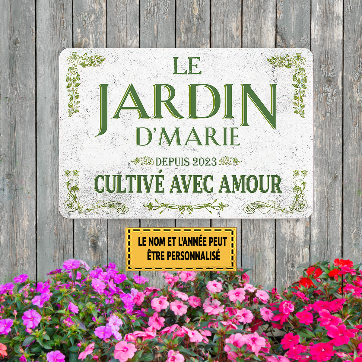 Jardin Cultivé Avec Amour 2 Enseigne Métallique Classique