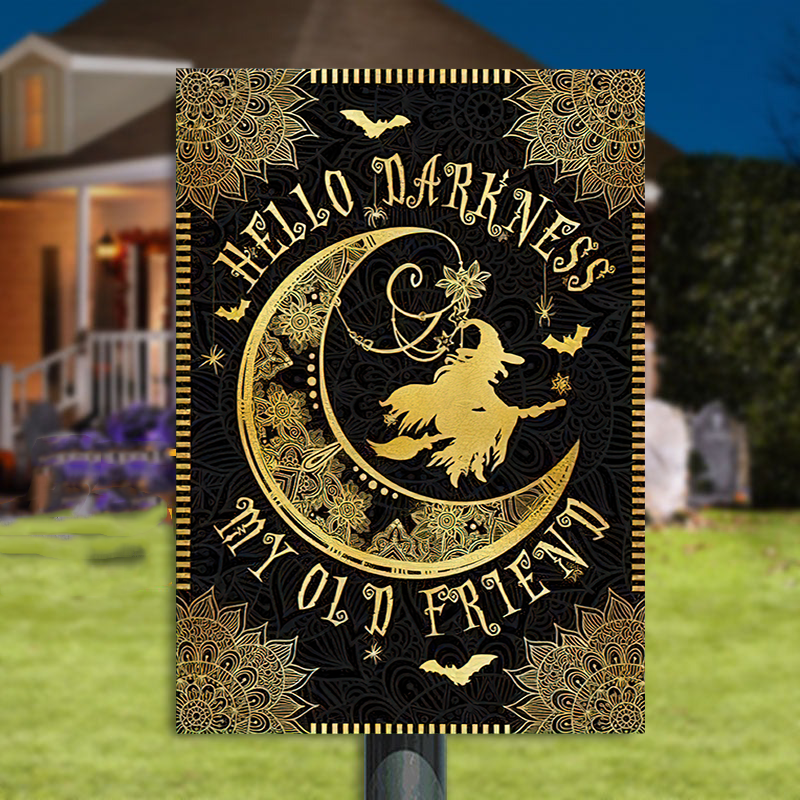 Bonjour l'obscurité, ma vieille amie - Plaque métallique classique d'Halloween
