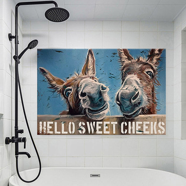 Hello Sweet Cheeks Donkeys Funny Metal Sign