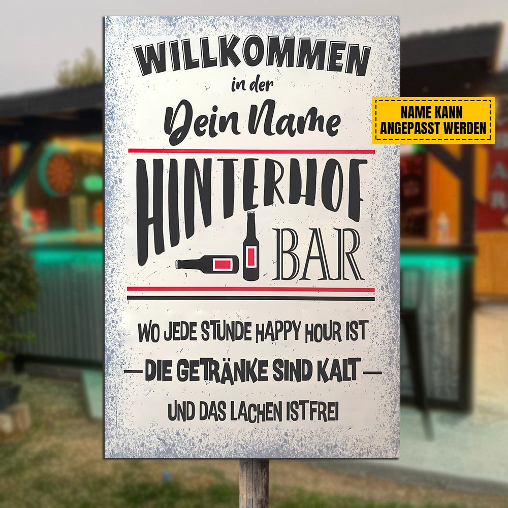 Hinterhof bar, Die Getränke sind kalt - Klassisches Metallschild