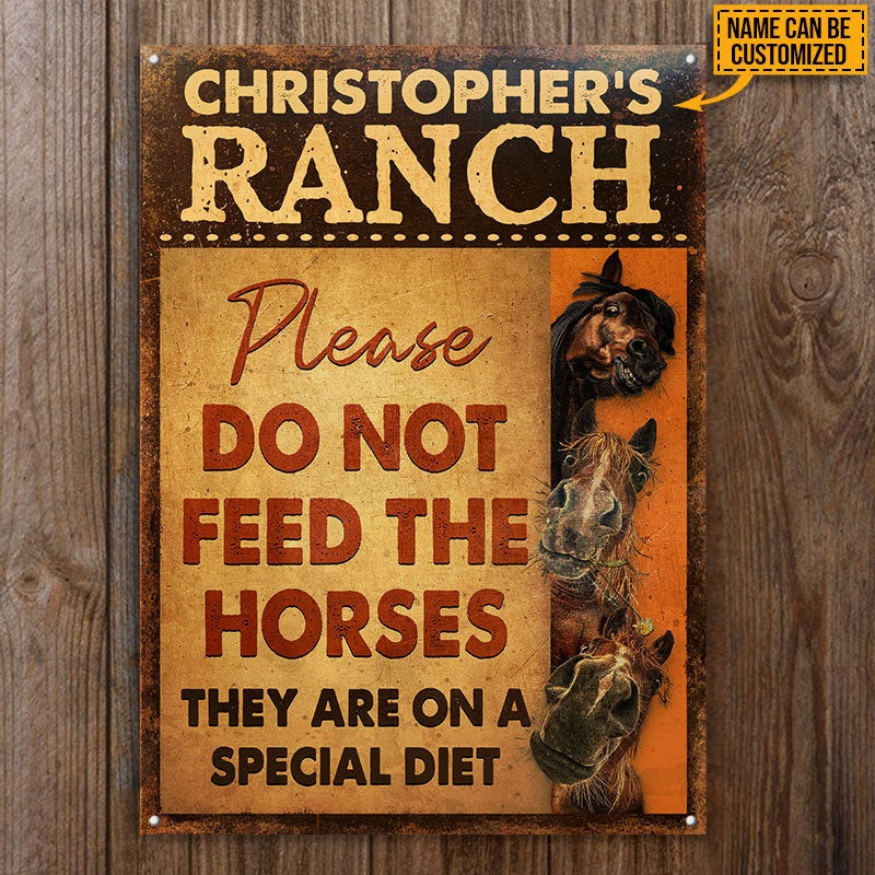 Horse Ranch, Horse Riding, Horse Ranch Sign, Do Not Feed The Horse Custom Classic Metal Signs