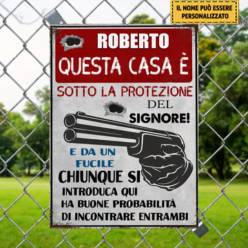 Questa Casa È  Sotto La Protezione Del Signore Classico Segno Di Metallo