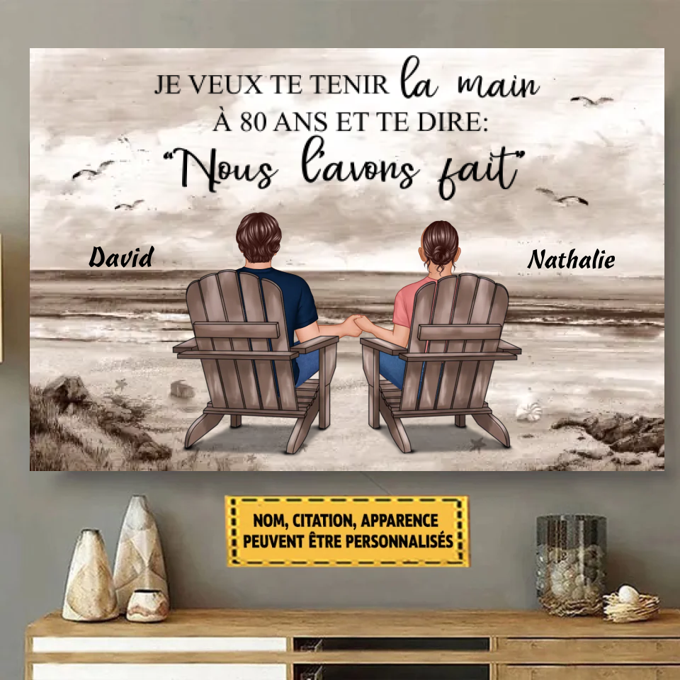 Je Veux Te Tenir La Main À 80 Ans, Cadeau Pour Couple, Plaque En Métal Personnalisée
