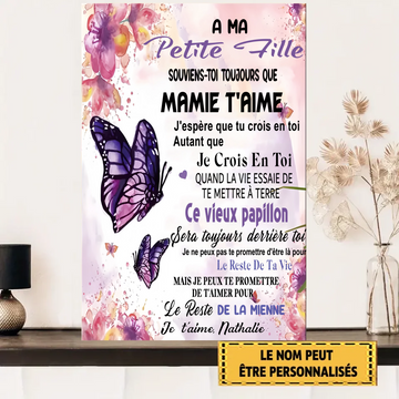À Ma Petite Fille Souviens-Toi Toujours Que Mamie T'aime Enseigne En Métal