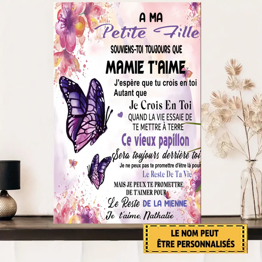 A Ma Petite Fille Souviens-Toi Toujours Que Mamie T'aime Enseigne En Métal