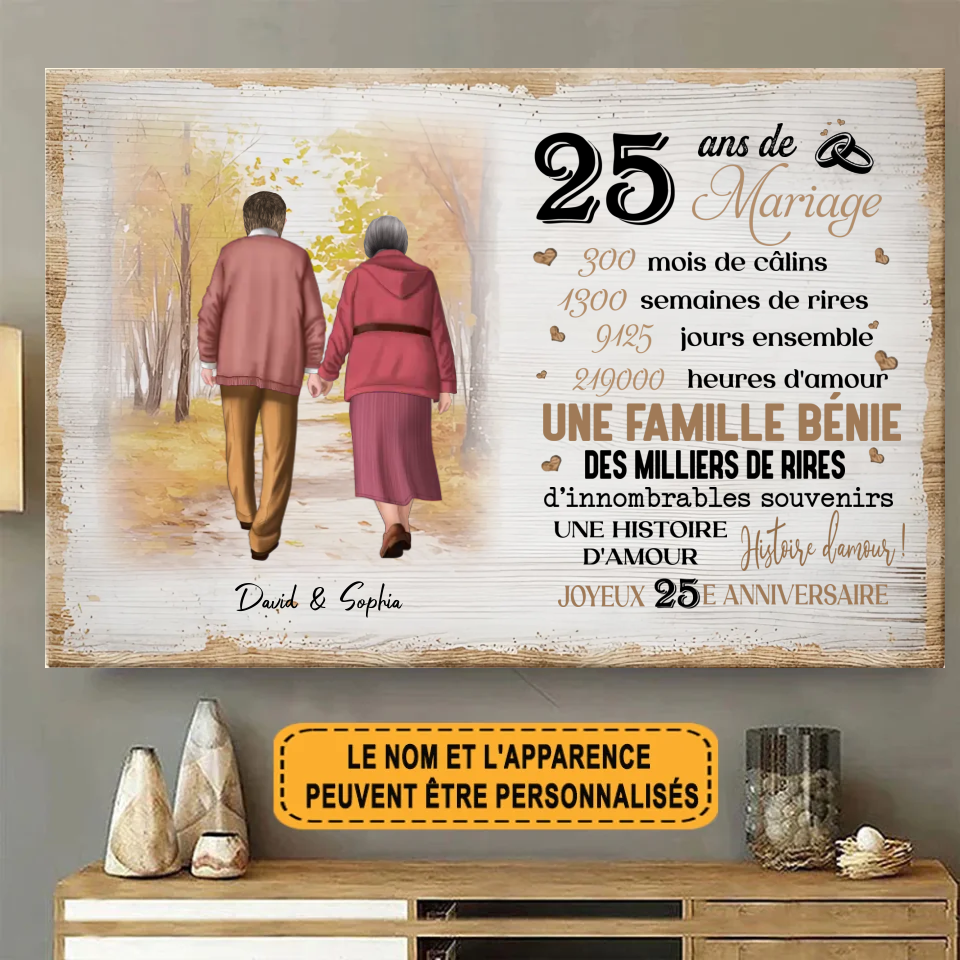 Couple Happy Anniversary - Personnalisé Enseigne En Métal