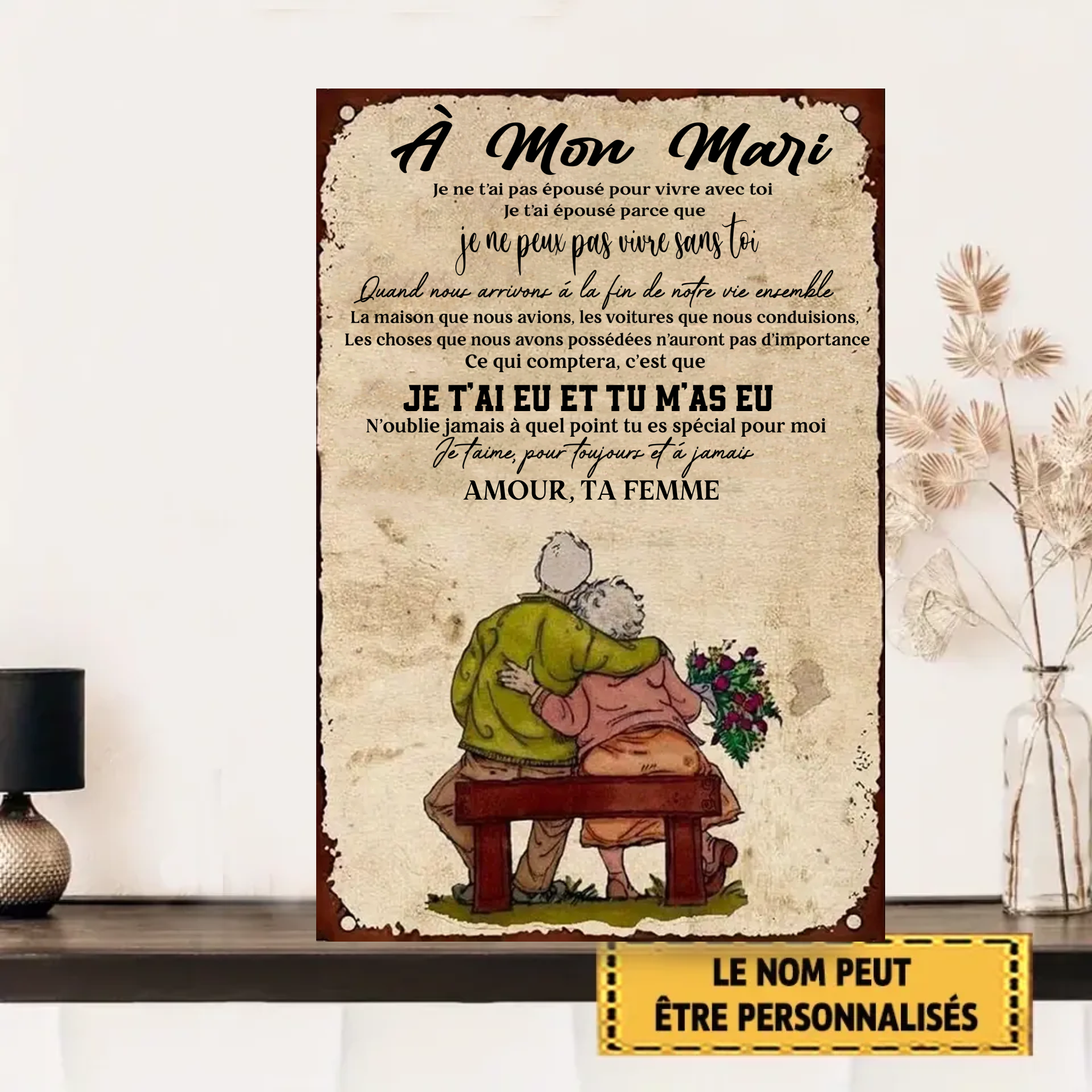 À Mon Mari 1929 Personnalisé Enseigne En Métal